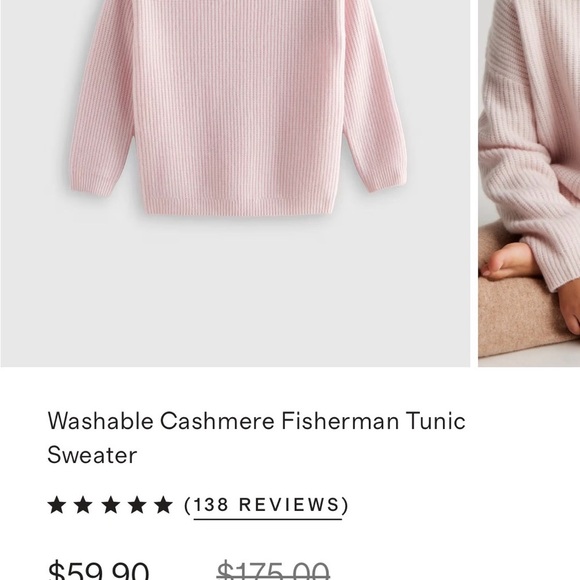 Quince Cashmere Crew Neck Sweater - Soft Pink - Picture 2 of 5